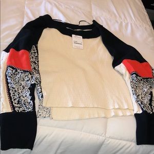 free people: Black, Orange, Creams sweater size M